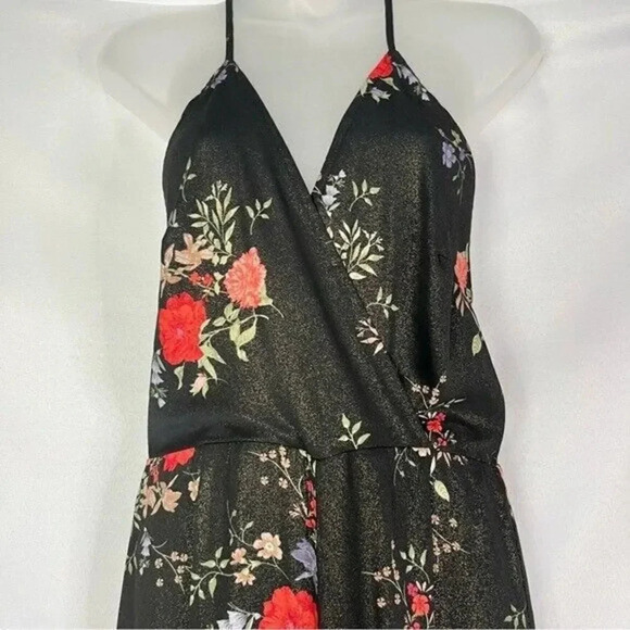 Le Lis Black Floral Open Back Jumpsuit M - Picture 4 of 6